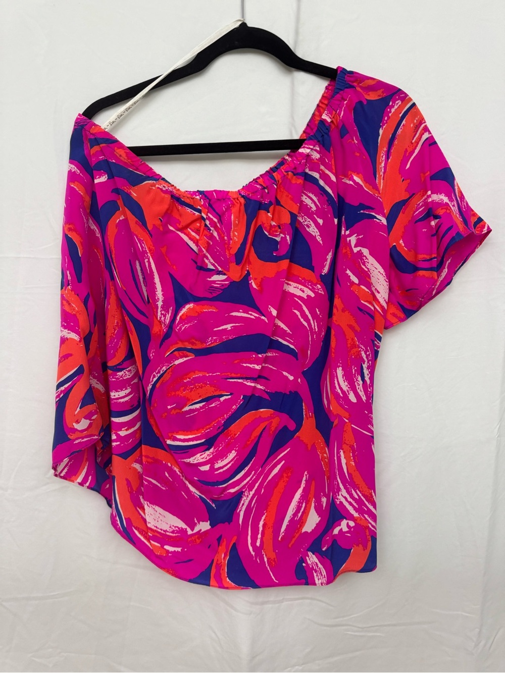 Lilly Pulitzer Hot Pink & Navy Off-Shoulder Blouse